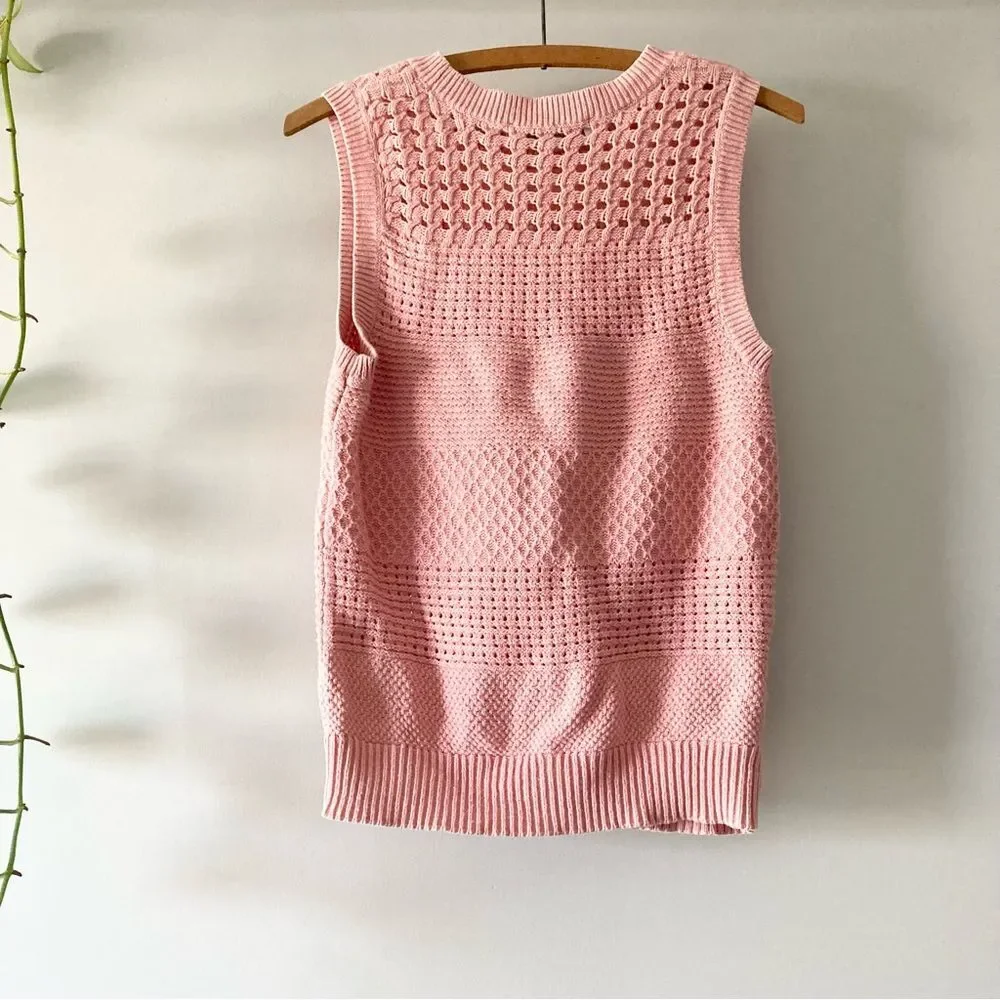 LOFT Cotton Sleeveless Top Pink M‎ - Picture 3 of 4